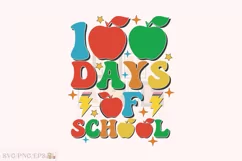 100 Days of School SVG Design Retro PNG T-shirt Design Product Image 1