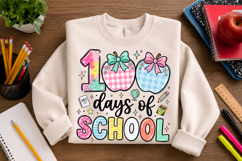 100 days school png, colorful bows png, school bow design, teacher sublimation, classroom png, student shirt design, school celebration, back to school png, bow clipart png, school t shirt design