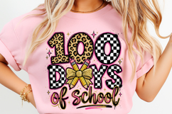 100 days school png, leopard bow png, school bow design, teacher sublimation, classroom png, student shirt design, school celebration, back to school png, leopard print bow, school t shirt design