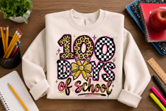 100 days school png, leopard bow png, school bow design, teacher sublimation, classroom png, student shirt design, school celebration, back to school png, leopard print bow, school t shirt design
