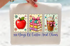 100 Days of School PNG, Pencil Coquette Bow Sublimation Product Image 3