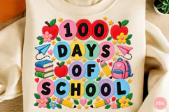 100 Days of School Retro PNG Product Image 1