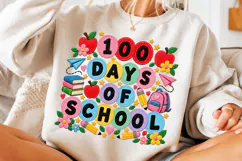 100 Days of School Retro PNG Product Image 3
