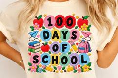 100 Days of School Retro PNG Product Image 4