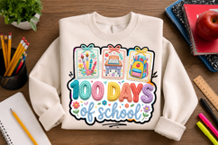 100 days school png, school supplies png, classroom design, teacher sublimation, student shirt png, school celebration, back to school design, pencil ruler png, school craft png, teacher shirt design