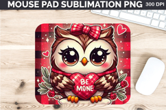 Watercolor Owls Mouse Pad Sublimation - Valentines PNG Product Image 1