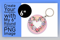 Trendy Round Design Sublimation PNG , Flowers Heart Product Image 1