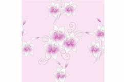 Seamless bouquet of lilies on a pink background.