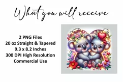 Valentine's Day Koala Tumbler Wrap Sublimation Design Product Image 2