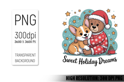 Cute Christmas Dog, Animal Sublimation Clipart PNG Product Image 1