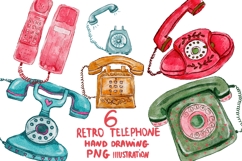 watercolor telephone retro style 6 items png Product Image 1