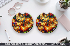 Pumpkin Car Coaster Sublimation| Halloween Coaster PNG Product Image 1