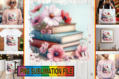 Enchanted TSHIRT Designs PNG, Book and flower Product Image 1