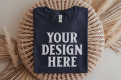Gildan 64000 Navy Folded Tshirt Mockup Product Image 1