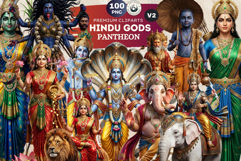 Hindu Gods Pantheon Clipart for Sublimation and Journals Product Image 1