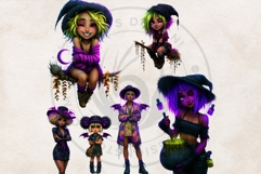 Neon Halloween Clipart Spooky Kawaii PNG Product Image 11