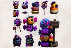 Neon Halloween Clipart Spooky Kawaii PNG Product Image 13