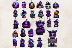 Neon Halloween Clipart Spooky Kawaii PNG Product Image 14