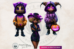 Neon Halloween Clipart Spooky Kawaii PNG Product Image 4