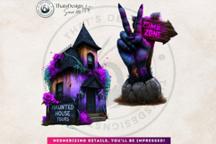 Neon Halloween Clipart Spooky Kawaii PNG Product Image 6