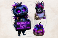 Neon Halloween Clipart Spooky Kawaii PNG Product Image 8