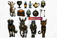 Night Walkers Characters Cliparts &amp; Backgrounds fantasy Set Product Image 15