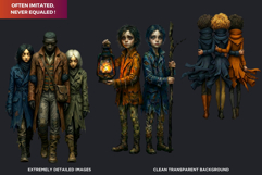 Night Walkers Characters Cliparts &amp; Backgrounds fantasy Set Product Image 3