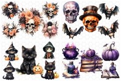 100 Spooky Halloween Bundle Watercolor Clipart