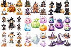 100 Spooky Halloween Bundle Watercolor Clipart