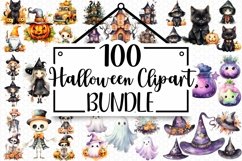 100 Spooky Halloween Bundle Watercolor Clipart