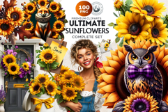 Ultimate Sunflower Clipart and Rustic Autumn Illustrations Product Image 1