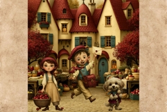 Whimsy Orchard Village Cozy Storybook Clipart PNG character Product Image 12