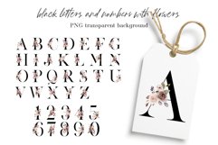 Alphabet, letters and numbers with flowers, PNG file. Product Image 1