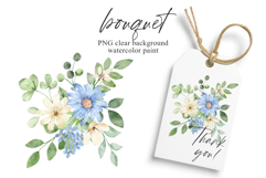 Watercolor blue flowers clipart bouquet of PNG. Product Image 1