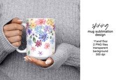 Mug sublimation design with wildflowers, PNG file. Product Image 1