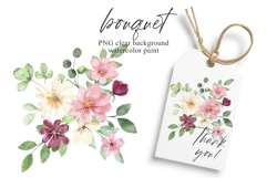 Watercolor flowers clipart bouquet of PNG. Product Image 1