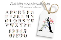 Alphabet, letters and numbers with flowers, PNG file. Product Image 1