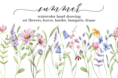 Floral watercolor set. Flowers and leaves clipart, PNG files Product Image 1