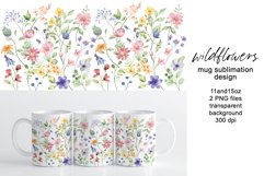 Mug sublimation design with wildflowers, PNG file. Product Image 1
