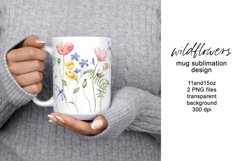 Mug sublimation design with wildflowers, PNG file. Product Image 1