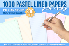 1000 Pastel Printable Lined Paper Bundle, Dotted &amp; Notebook Product Image 1