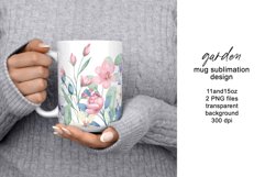 Mug sublimation design with flowers, PNG file. Product Image 1