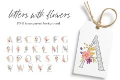 Alphabet, letter,  floral monogram with flowers, PNG file. Product Image 1