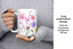 Mug wrap, sublimation design with wild flowers, PNG file. Product Image 2