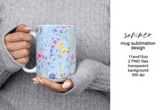 Mug sublimation design with wildflowers, PNG file. Product Image 1