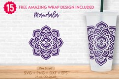 24oz Mandala No Hole Starbucks Cold Cup Svg, Venti Full Wrap Product Image 1