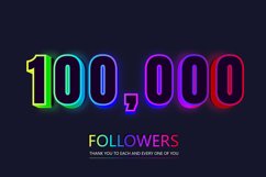 100000 social followers and subscribers neon text effect Product Image 1