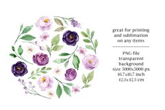 Sublimation design, violet roses, PNG file. Product Image 2