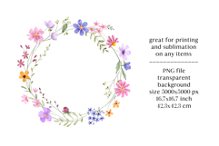 Wreath, watercolor wild flowers, frame, border. Product Image 2