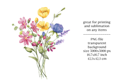 Watercolor flowers clipart bouquet of PNG. Product Image 2
